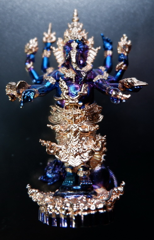 รูปหล่อพระพิฆเณศวร เนื้อบรอนซ์พราวฟ้า ชุบนากบางส่วน รุ่น แรงศรัทธา ขนาดสูง 4.7 ซม. สวยครับ