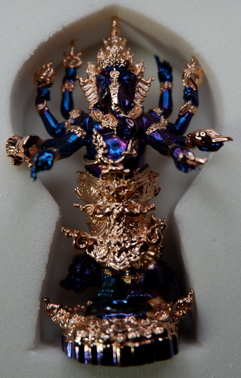 รูปหล่อพระพิฆเณศวร เนื้อบรอนซ์พราวฟ้า ชุบนากบางส่วน รุ่น แรงศรัทธา ขนาดสูง 4.7 ซม. สวยครับ