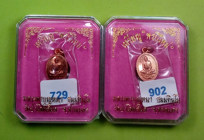 เหรียญเม็ดแตง "พรปีใหม่" หลวงตาบุญหนา วัดป่าโสตถิผล จ.สกลนคร 2 เหรียญ จากชุดกรรมการ