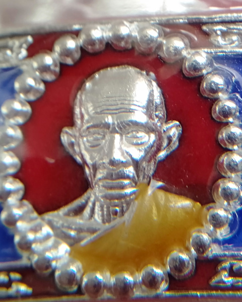 เลสเสาร์5 รวยรวยรวย หลวงพ่อรวย วัดตะโก จ. อยุธยา เนื้อเงินลงยาน้ำเงิน ขนาด2บาท