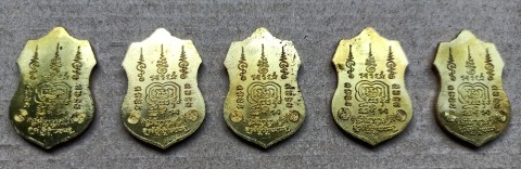 เหรียญกะไหล่ทองหลวงพ่อรวย ปาสาทิโก วัดตะโก จ.อยุธยา ปี๒๕๕๘ พร้อมกล่องจำนวน 5 เหรียญ