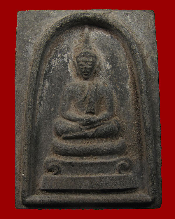 พระสมเด็จหลังพระปรุหนัง หลวงพ่อกวย วัดโฆสิตาราม ปลุกเสก เนื้อผงดำ ปี ๒๕๑๕