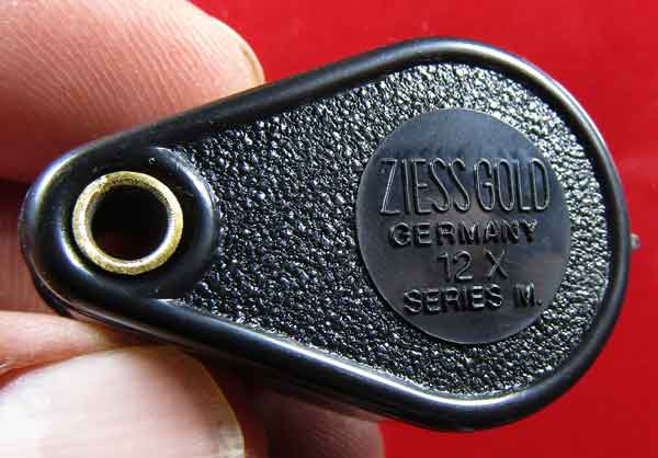 ZIESS GOLD GERMANY 12X บอดี้พลาสติกสีดำ แกนทองเหลือง เลนส์แก้วใส ส่องสว่างสบายตาไม่เวียนหัว สินค้ารุ