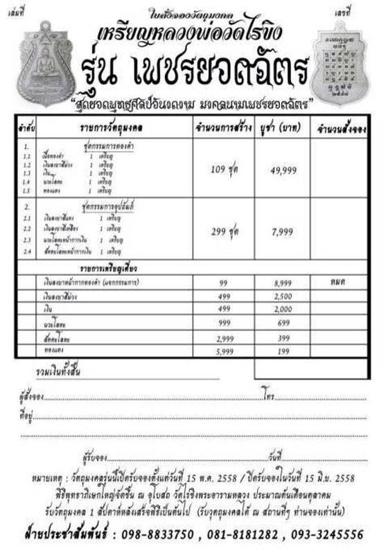 เหรียญหลวงพ่อวัดไร่ขิง รุ่น เพชรยอดฉัตร เนื้อนวโลหะ