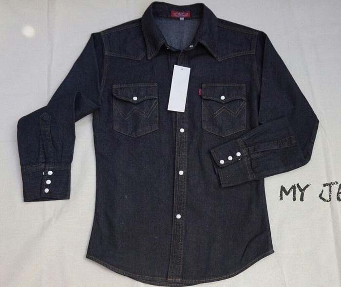 เสื้อเชิ้ตยีนส์ สีดำ ใหม่ เบอร์ xL