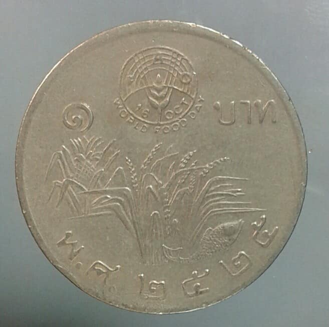 เหรียญ ๑ บาท ในหลวงรัชกาลที่๙ วันอาหารโลก  ปี ๒๕๒๕