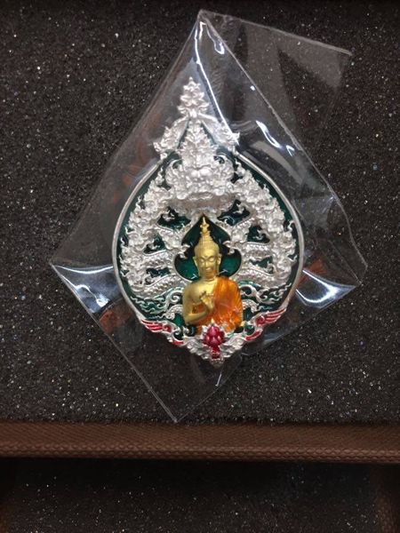 พระวิมุจลินท์นาคราช เนื้อชุบเงินองค์ชุบทองลงยาเขียว หลวงพ่อวิจิตร สำนักปฎิบัติธรรมพุทธบูชา นครปฐม