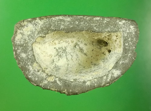 พระเชียงแสนใบหอก เนื้อดิน ลงกรุ คราบกรุจัดๆ