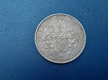 เหรียญต่างประเทศ เนื้อเงิน ONE DOLLAR  KING EDWARD VII ปี 1907 น้ำหนัก 20.2 กรัม สวยๆ