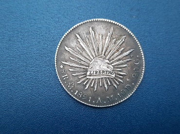 เหรียญต่างประเทศ เนื้อเงิน เม็กซิโก MEXICANA ปี 1891 น้ำหนัก 26.9 กรัม สวยๆ เดิมๆ