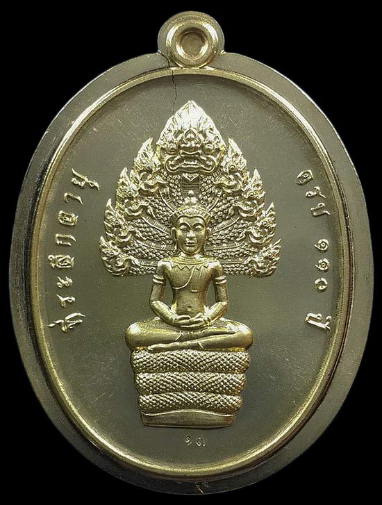 เหรียญนาคปรก หลวงปู่ทวน วัดโป่งยาง จ.จันทบุรี ที่ระลึกอายุ110ปี ปี61 เนื้อทองระฆัง ไม่ตัดปีก