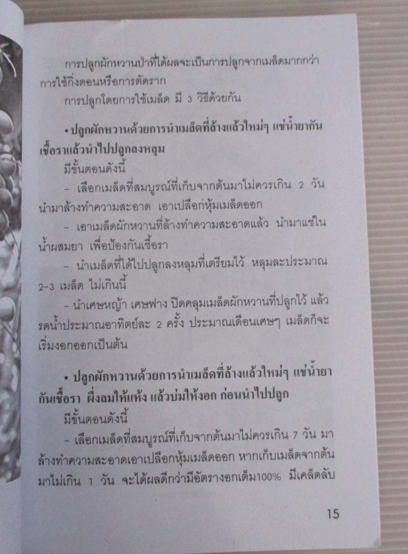  	 หนังสือเทคนิค การปลูกผักหวานและเพาะเห็ด