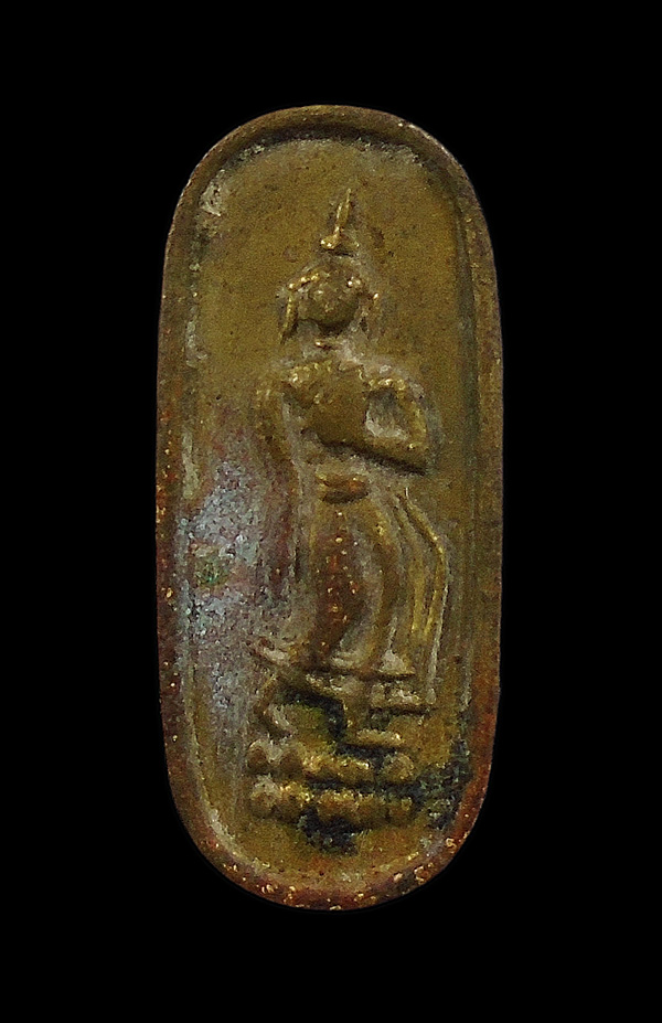 30บาท....เหรียญพระลีลาสองหน้าใบมะขาม ไม่ทราบที่///ก653