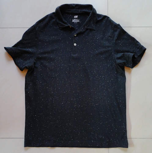 เสื้อ H&M ของแท้ SLIM FIT น้ำเงินอมดำลายจุดขาว เบอร์L ,พิเศษ แถมเสื้อ ร.9 สีเหลืองฟรีอีก1ตัว