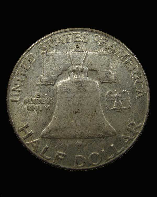 1962-D franklin JRS เหรียญ half dollar มีเครื่องหมายมิ้นต์