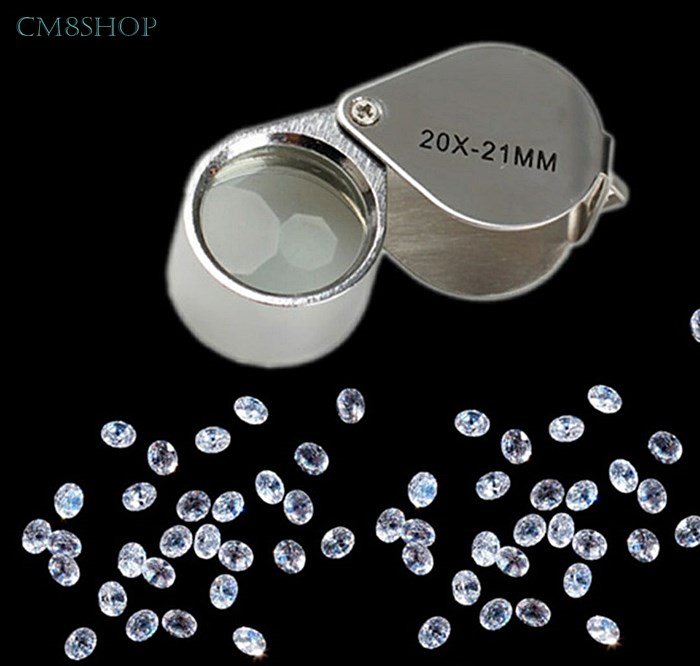 กล้องส่องพระ JEWELER'S LOUPE TRIPLET LENS 20x-21mm.ตัวเรือนสแตนเลส เลนส์แก้วใส ส่องสว่างสบายตา สวยคล