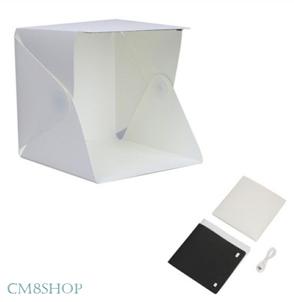 mini studio ขนาดพกพา พับได้ ถ่ายรูปชัด สวย มีไฟ LED ส่องสว่าง มาพร้อม back ground 2 สี