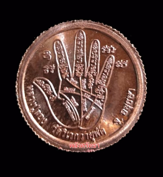 เหรียญนกวายุภักษ์เรียกเงิน หลังลายมือต่อเส้นวาสนา หลวงปู่ลอง วัดวิเวกวายุพัด เนื้อทองแดง
