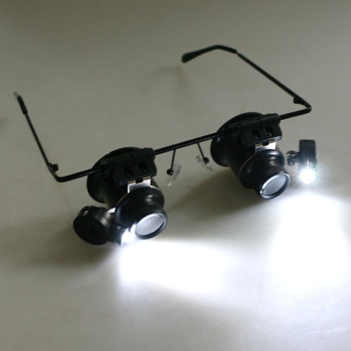 กล้องแว่นตา 20X แว่นขยายเลนส์แว่นขยาย Loupe พร้อมไฟLED เปิด- ปิดได้ สินค้าใหม่นะครับ เคาะเดียว 350