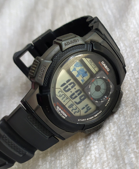 นาฬิกา CASIO ของแท้ WR100M 5ALARM AE-1000W สายเรซิ่นสีดำ