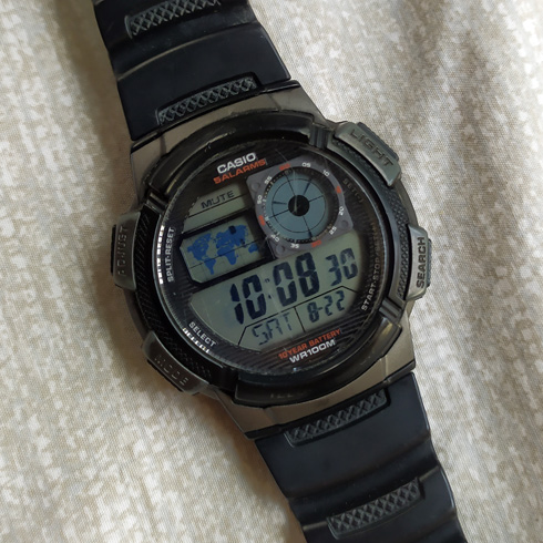 นาฬิกา CASIO ของแท้ WR100M 5ALARM AE-1000W สายเรซิ่นสีดำ