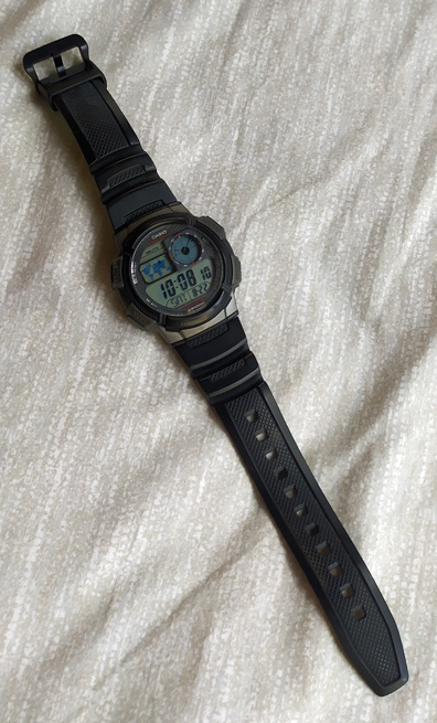 นาฬิกา CASIO ของแท้ WR100M 5ALARM AE-1000W สายเรซิ่นสีดำ
