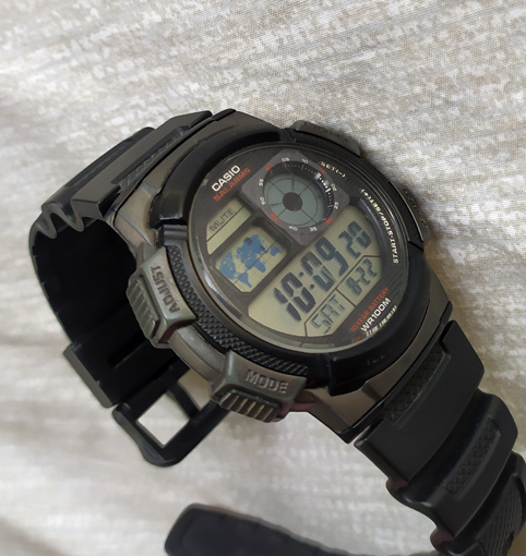 นาฬิกา CASIO ของแท้ WR100M 5ALARM AE-1000W สายเรซิ่นสีดำ