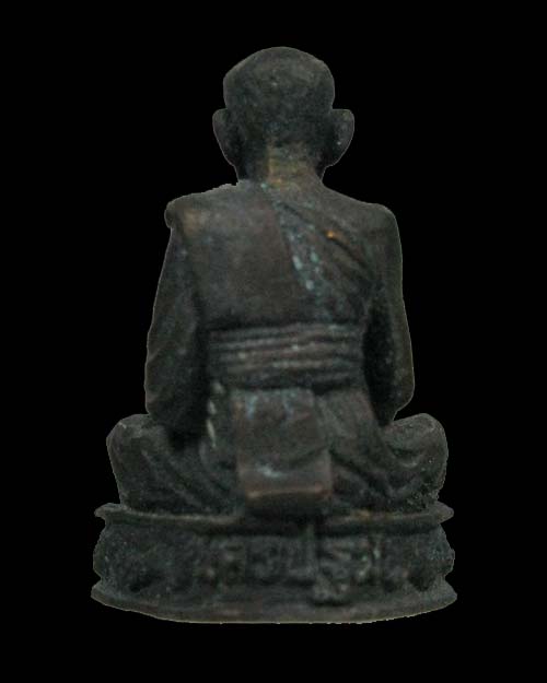 รูปหล่อ บรรจุเกศา หลวงพ่อหงัด วัดบางช้างเหนือ เนื้อทองแดงรมดำ ปี 2536 จ.นครปฐม