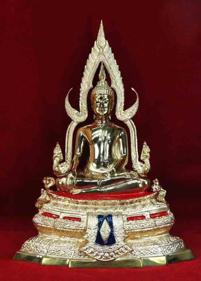 พระพุทธชินราช วัดพระศรีรัตนมหาธาตุ (วัดใหญ่) จ.พิษณุโลก ซุ้มถอดได้ ฐานหน้าอกเลาเนื้อทองเหลืองขัดมัน 