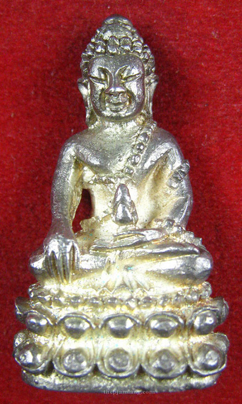 พระกริ่งสัมฤทธิ์(1) วัดถ้ำแฝด กาญจนบุรี รุ่นนำโชค เนื้อเงิน ปี 2537