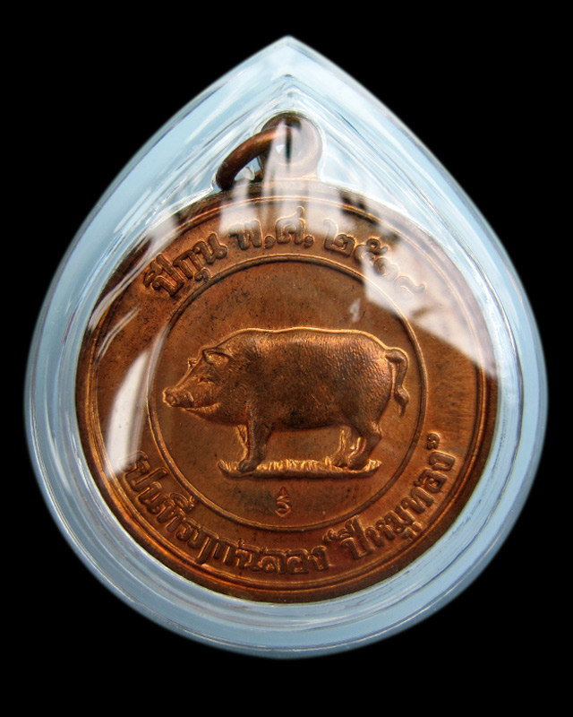 ชุดเหรียญหมูกรรมการ "ที่ระลึกปีหมูทอง" หลวงพ่อสาคร มนุญโญ วัดหนองกรับ เนื้อเงินลงยา, ทองแดงสองหน้า