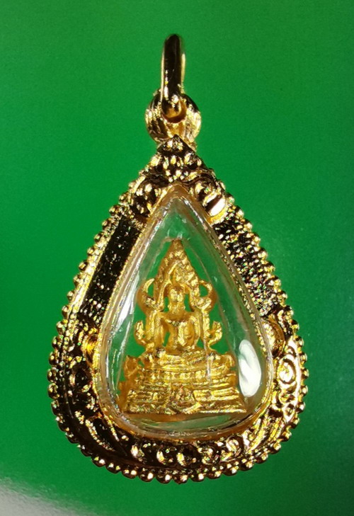 พระพุทธชินราชจิ๋วกะไหล่ทอง เลี่ยมทองไมครอน