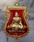 เหรียญเสมาเลื่อนเศรษฐีหมื่นล้าน หลวงพ่อพัฒน์ ปุญญากาโม วัดห้วยด้วน นครสวรรค์  เนื้อทองทิพย์ลงยาแดง
