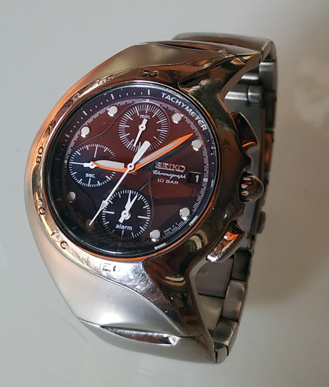 นาฬิกา SEIKO โครโนกราฟ 10BAR หน้าปัด2ระดับฟ้าและเทาดำ รุ่นหายาก