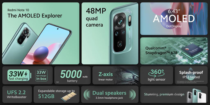 Redmi Note10 สีเทา Onyx Grey 128GB ของใหม่ ประกันศูนย์ไทย 1 ปี พร้อมของแถมเป้ mi ของแท้