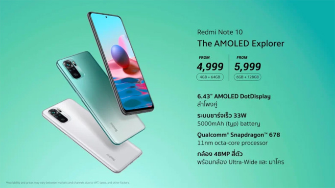 Redmi Note10 สีเทา Onyx Grey 128GB ของใหม่ ประกันศูนย์ไทย 1 ปี พร้อมของแถมเป้ mi ของแท้