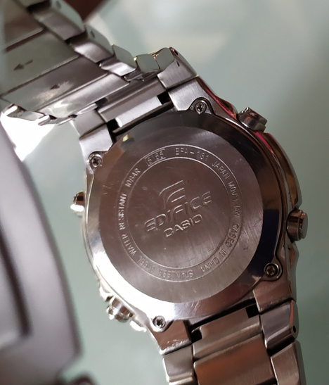 CASIO EDIFICE 2ระบบ CHRONOGRAPH หน้าดำเรือนสแตนเลส EFA-131 ถอยป้ายแดง 5,200 บาท