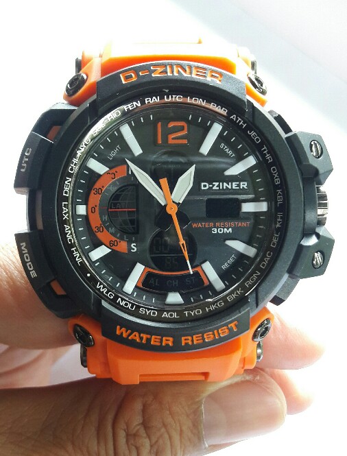 นาฬิกามือ 1 ของแท้ D-ZINER กันน้ำ 100% 2 ระบบ ดิจิตอล, อนาล็อค เคาะเดียวแดง