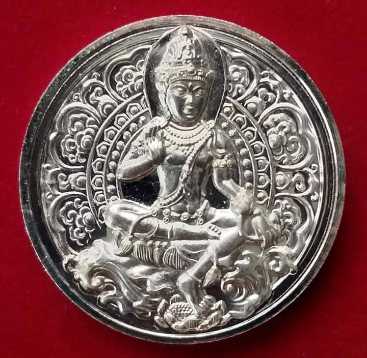 เหรียญจตุคามรามเทพ รุ่นเทวาสองหลักเมือง ปี 2550 เนื้อเงินขัดเงา ขนาด 3.2 ซ.ม.