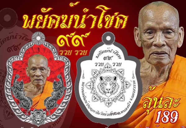 เหรียญพยัคฆ์นำโชค หลวงพ่อพัฒน์ วัดห้วยด้วน ปี2563 เนื้อทองแดงหน้ากากฝาบาตรลงยา เลข333+กล่อง