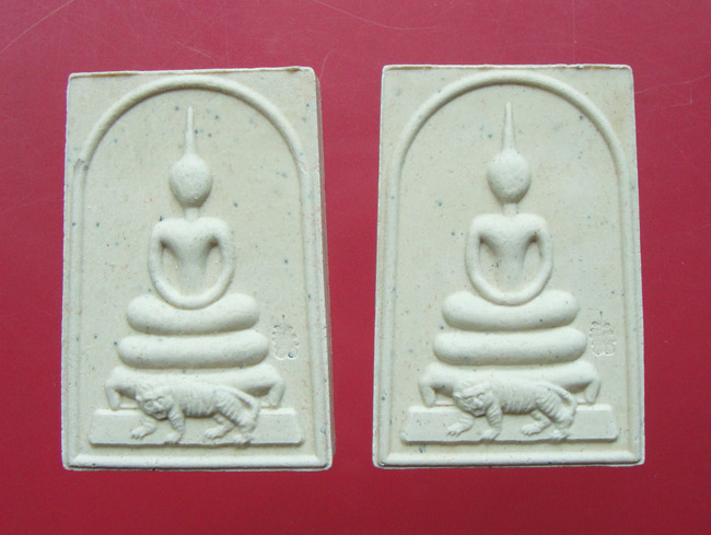 พระสมเด็จ( พิมพ์ขี่เสือ ) เนื้อผงพรายกุมารว่านมหาเสน่ห์ หลังฝังพลอยเสกปี 53 หลวงพ่อสาคร วัดหนองกรับ 