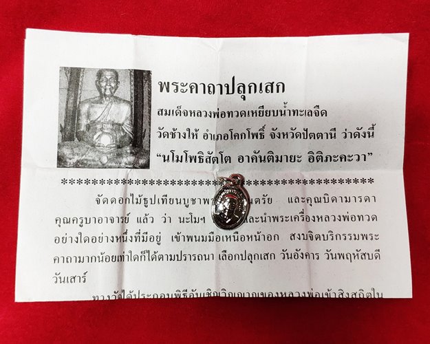เหรียญเม็ดแตงย้อนยุค-พร้อมใบคาถา หลวงปู่ทวด หลังหลวงพ่อทิม วัดช้างให้