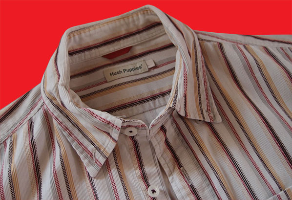 เสื้อ Hush Puppies ของแท้ เบอร์ L ผ้า cotton สวยมาก ลายทางสีเอริธ์โทนสลับหลายสี
