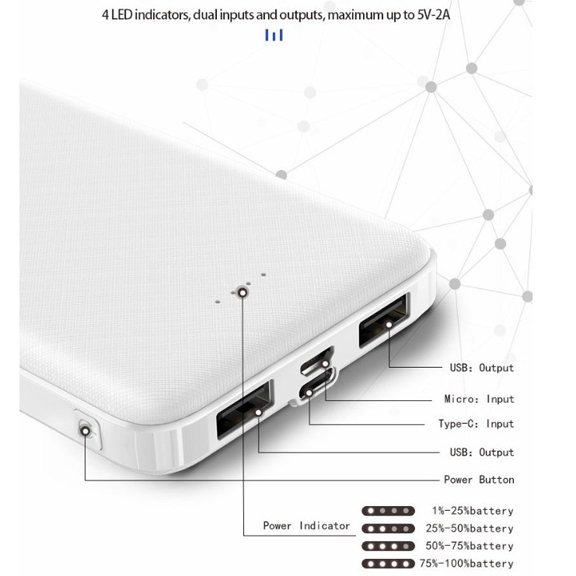 เพาเวอร์แบงค์ PRODA ของใหม่ แท้ HUJON SERIES Double USB / 5v-2.1A output / Micro + type C