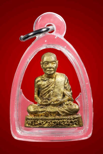 รูปหล่อ หลวงพ่อสนิท วัดลำบัวลอย รุ่นเสาร์ห้า ปี2536 เนื้อทองแดง ไม่ตอกโค๊ด มีเม็ดพระธาตุเสด็จ เลี่ยม