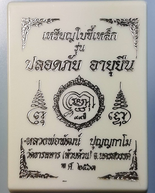 เหรียญปลอดภัยอายุยืนหลวงพ่อพัฒน์ วัดห้วยด้วน ทองทิพย์ลงยาจีวร-ยาเหลือง ท.176