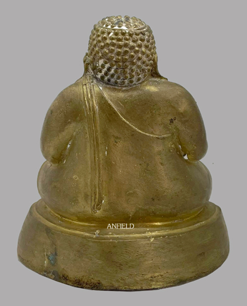 พระสังกัจจายน์บูชา หลวงปู่ชอบ ฐานสโม รุ่นเททองวัดท่าแขก ขนาด หน้าตัก 5 " เนื้อทองผสม ปี 2536 จ.เลย