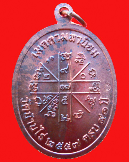 เหรียญหลวงพ่อคูณ ปริสุทโธ รุ่น เจริญพร ๒ (พรหมเทพ) เนื้อทองแดงบล๊อคทองคำ หมายเลข ๙๓๗