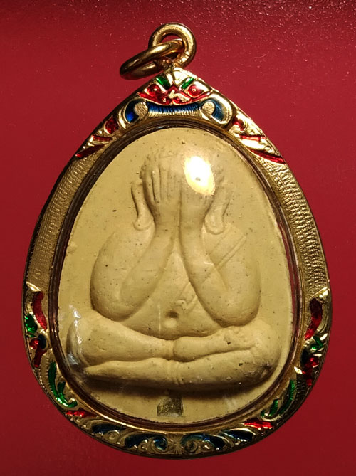 พระปิดตา ฝังตะกรุด วัดบวรนิเวศฯ กทม. ปี พ.ศ.2535 เลี่ยมลงยาเดิมๆ 