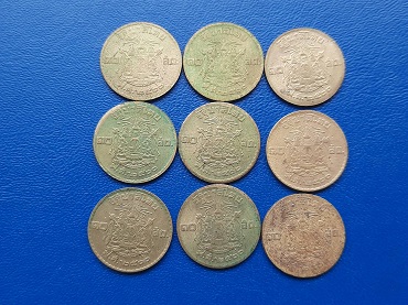 เหรียญ 10 สตางค์ ร.9 รวม 9 เหรียญ เดิมๆ